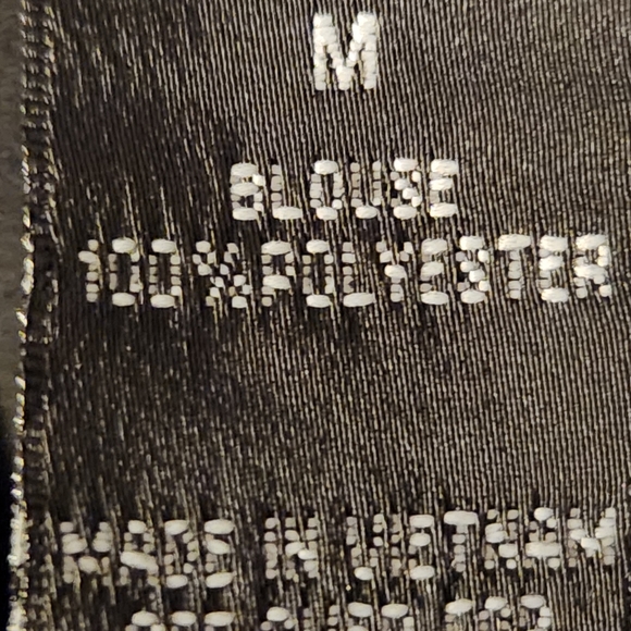 AB Studio White Blue Purple Heart Pattern Button Neck Top Size Medium - Picture 10 of 11